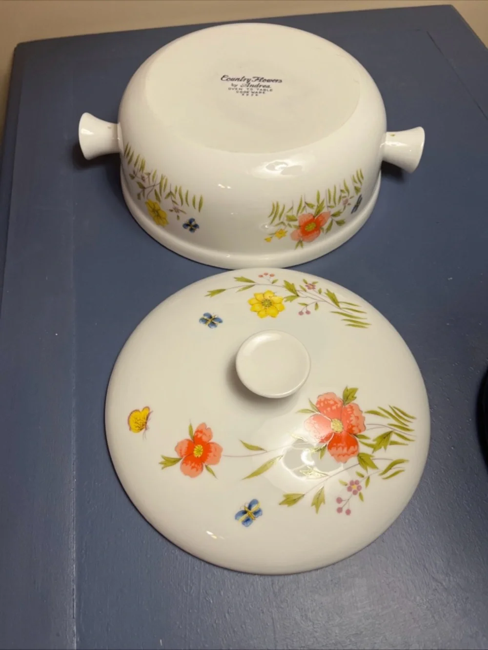 Vintage Country Flowers Sadek Andrea: Oven To Table Casserole Dish With Lid